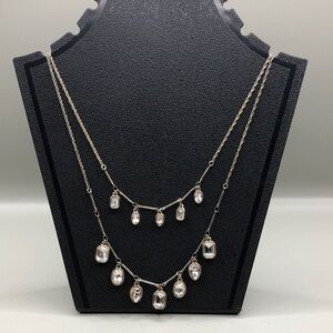 Ann taylor double strand crystal necklace elegant dainty sophisticated.